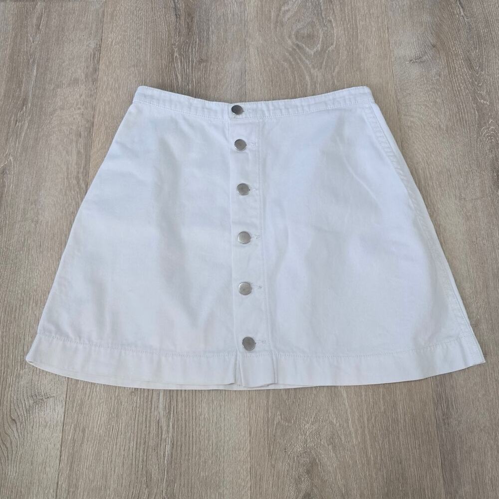 American Apparel White Button Front Mini Skirt Cotton Size M